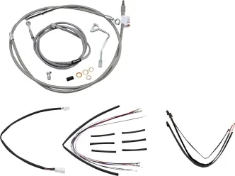 Burly Brand 16 Inch Apehanger Cable/Line Kit in Stainless Steel Finish For 2014-2016 FLHR/FLHRC With ABS Models (B30-1159)