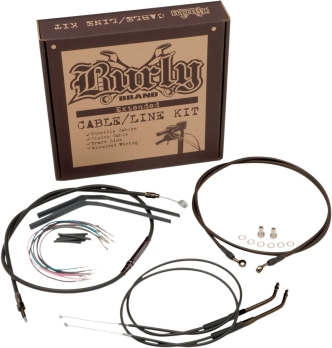 Burly Brand 12 Inch Apehanger Cable/Line Kit in Black Finish For 2007-2008 & 2010-2011 FXDWG Non ABS (B30-1045)