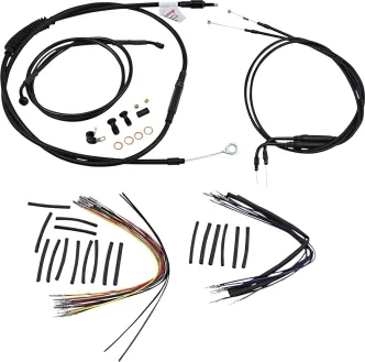 Burly Brand 14 Inch Apehanger Cable/Line Kit in Black Finish For 2000-2006 FLST Without ABS Models (B30-1009)