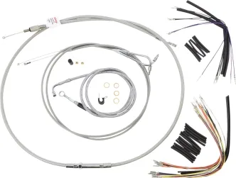Burly Brand 14 Inch Apehanger Cable/Line Kit in Stainless Steel Finish For 2000-2006 FLST/C/F/N Without ABS Models (B30-1049)