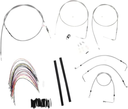 Burly Brand 16 Inch Apehanger Cable/Line Kit in Stainless Steel Finish For 2000-2006 FLHR/C, FLTCR Without Cruise Control Without ABS Models (B30-1080)