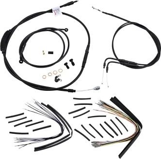 Burly Brand 16 Inch Apehanger Cable/Line Kit in Black Finish For 2000-2006 FXST Without ABS Models (B30-1015)