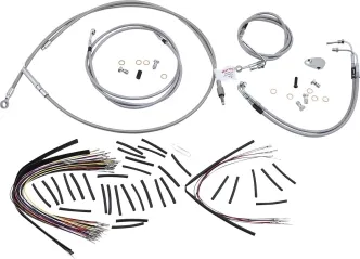 Burly Brand 18 Inch Apehanger Cable/Line Kit in Stainless Steel Finish For 2008-2013 FLHR/C & FLTR/U/X With ABS Models (B30-1096)
