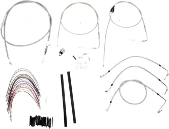Burly Brand 18 Inch Apehanger Cable/Line Kit in Stainless Steel Finish For 2000-2006 FLHR/C, FLT/C/R With Cruise Control Without ABS Models (B30-1084)