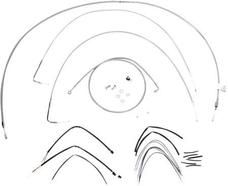 Burly Brand 18 Inch Apehanger Cable/Line Kit in Stainless Steel Finish For 2011-2015 FLST/C/F/N (Excluding ABS) Models (B30-1065)