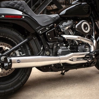 S&S Cycle SuperStreet 2 Into 1 Exhaust System In Chrome For Harley Davidson 2018-2023 Softail M8 Models With Standard Chassis (550-0791B)