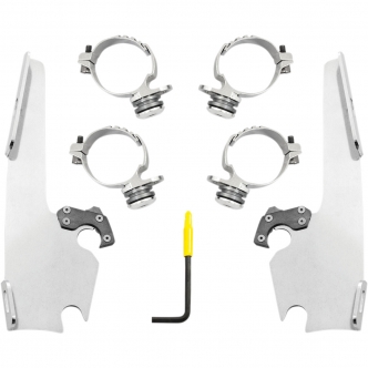 Memphis Shades Trigger-Lock Mounting Kit For Batwing Fairing In Polished For Harley Davidson 2018-2021 FXLR/S Softail Low Rider Models (MEK2036)