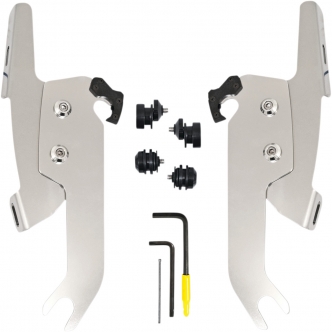 Memphis Shades Trigger-Lock Mounting Kit for Memphis Fats/Slim/Batwing Windshields in Polished Stainless Steel For HD Softail Models (MEK2051)