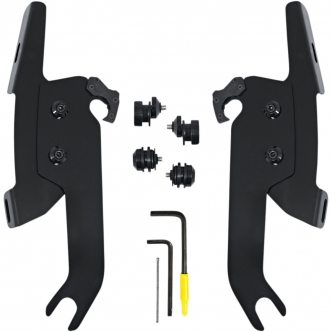 Memphis Shades Trigger-Lock Mounting Kit for Memphis Fats/Slim/Batwing Windshields in Black For HD Softail Models (MEB2051)