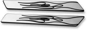 Joker Machine Flame Saddlebag Latch Inserts In Black & Silver For Harley Davidson 2014-2020 Touring Models (04-502-2)