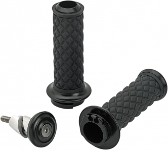 Biltwell Alumicore Grip Set in Black Finish With Dual Cable (6604-201-01)