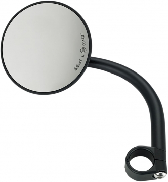 Biltwell Utility Round Mirror With 1 Inch Clamp-On in Black Finish (Sold Each) (6503-501-131)