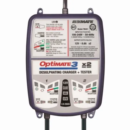 TecMate OptiMate 3 x 2 Bank Battery Charger (TM450)