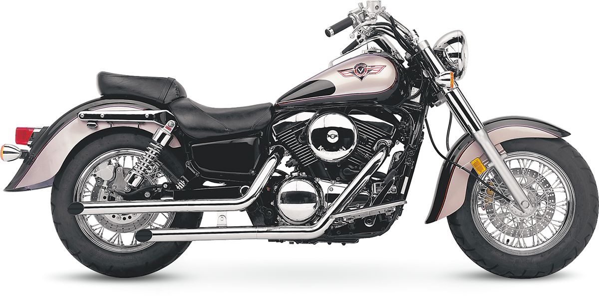 Cobra 2 Drag Pipe Slash Cut Exhaust System In Chrome For Kawasaki 1996 2008 VN 1500 1600 Vulcan Models 4269