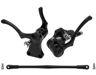 Rebuffini 1 Inch Extended Mini Forward Controls in Black Anodised Finish For 2000-2017 Softail (Not Compatible With Stock Jiffy) Models (000591N)