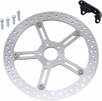 Arlen Ness 15 Inch Front Left Side Big Brake Floating Rotor Kit in Stainless Steel Finish For 2018-2023 Softail Street Bob & Low Rider (Non Inverted Forks) Models With 17 Inch Or Larger Front Wheel (02-983)