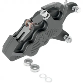 Performance Machine Front Right Side 6 Piston 11.5 Inch Differential Bore Caliper in Black Ops Finish For 2000-2014 Softail (Excluding FXSTS), 2000-2017 Dyna, 2000-2007 Touring, 2000-2013 XL, 2002-2005 V-Rod (Excluding VRSCR) Models (0051-2916-SMB)