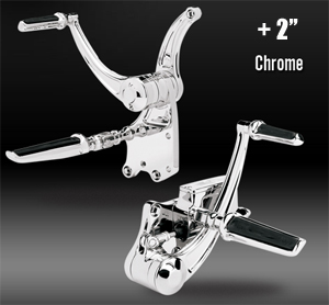 Performance Machine 2 Inch Extended Contour Forward Controls in Chrome Finish Including Contour Pegs & Pedals For 2000-2015 Softail Models (0035-0042-CH)