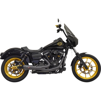 Bassani Ripper Short Road Rage 2 Into 1 Exhaust System in Black Finish For 2007-2017 FXD/FXDWG Dyna Models With Mid Or Forward Controls (1D6B)