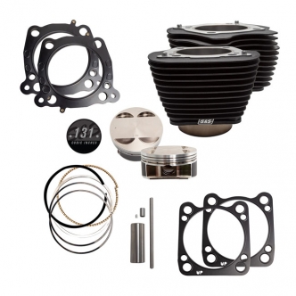 S&S Cycle 131 Inch Big Bore Cylinder & Piston Kit In Wrinkle Black With Black Fins For Harley Davidson 2018-2021 Softail & 2017-2021 Touring Models (910-0763)