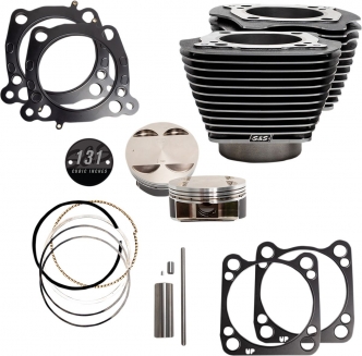 S&S Cycle 131 Inch Big Bore Cylinder & Piston Kit In Black Granite With Highlighted Fins For Harley Davidson 2018-2021 Softail & 2017-2021 Touring Models (910-0764)