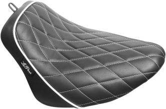 Le Pera Bare Bones White Diamond Stitch Solo Seat With White Piping in Black For 2018-2023 FLDE/FLHC/FLHCS Models (LYX-007DMWTP)