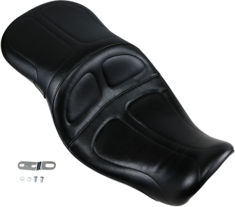 Le Pera Maverick Smooth Foam 2-Up Seat 13.75 Inch Rider Width in Black For 2006-2017 All Dyna Models (LK-970)