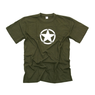 Army Surplus Fostex White Star T-shirt Green Size Large (ARM920545)