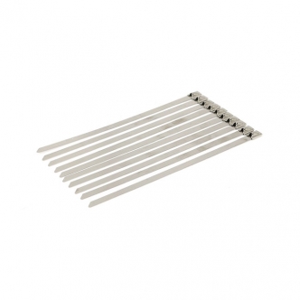 DOSS 8 Inch Long Exhaust Ties in Clear Stainless Finish For Up To 2 Inch Diameter Exhaust Pipes (ARM247409)