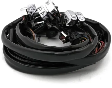 Doss Handlebar Switch & Wiring Kit In Chrome With Backlit LED Lighting. Complete with 60 Inch Wiring For Harley Davidson 2007-2010 Softail, 2007-2011 Dyna 2007-2013 Sportster Models (63348)