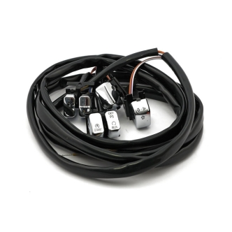 Doss Handlebar Switch & Wiring Kit In Chrome With Backlit LED Lighting. Complete with 60 Inch Wiring For Harley Davidson 1996-2006 Softail And Dyna Models (ARM541029)