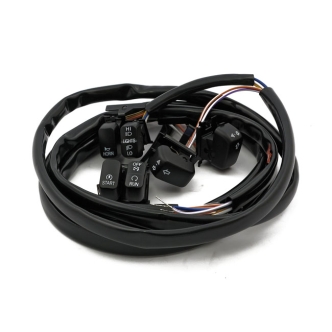 Doss Handlebar Switch & Wiring Kit In Black. Complete with 60 Inch Wiring For Harley Davidson 1996-2006 Softail And Dyna Models (ARM481029)