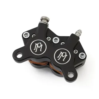 Performance Machine Front 4 Piston Classic Caliper In Contrast Cut For Harley Davidson 1984-1999 FXLR & XLH Models With Stock Single Disc & Stock Or Custom Wire Wheel (Mounting Bracket Must Be Ordered Separately If Required) (0052-2300-BM)