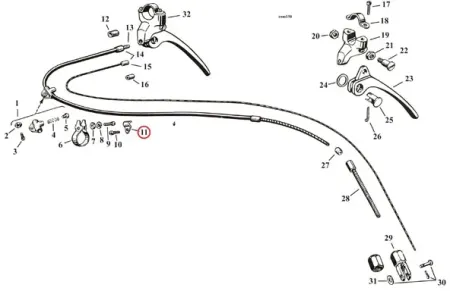 Samwel, Lower CLAMP. Control Cable To FORK. Zinc (0416201)