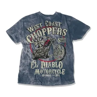 West Coast Choppers El Diablo T-shirt Vintage Blue Size Large (WCCTS132621BLL)
