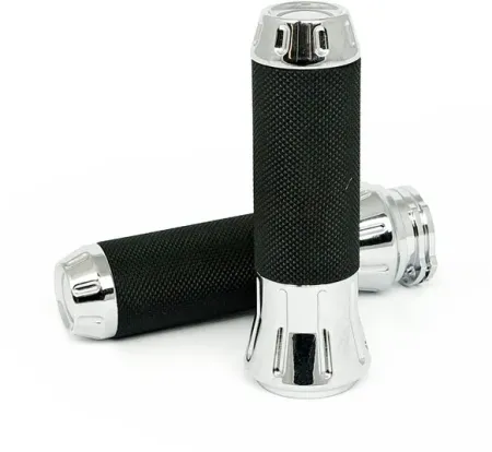 Doss Cobra Billet Aluminium Grips In Chrome For Harley Davidson 1974-2021 Models With Dual Throttle Cable (77785)