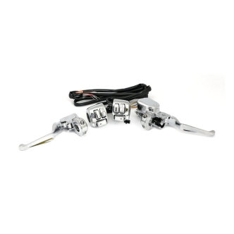 Doss Complete Handlebar Control Kit With Switch Housing And Stock Style Switches And Wiring In Chrome 1/2 Inch Bore For Harley Davidson 2004-2006 Sportster Models With Single Disc (ARM215905)