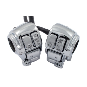 DOSS Switch Housing Set in Chrome With Radio Switches. Complete with Switches And 60 Inch Wires For Harley Davidson 2008-2013 Touring Models (ARM695009)