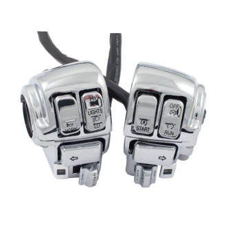 DOSS Switch Housing Set in Chrome With Cruise Control. Complete with Switches And 60 Inch Wires For Harley Davidson 2008-2013 Touring Models (ARM795009)