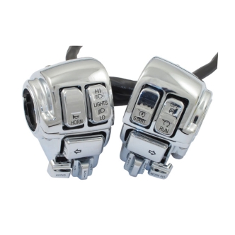 DOSS Switch Housing Set in Chrome With Radio, Cruise And Intercom. Compete with Switches And 60 Inch Wires For Harley Davidson 2008-2013 Touring Models (ARM895009)