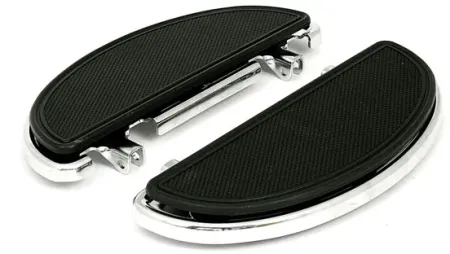 Doss Oval Early Style Floorboards With Dampers In Chrome For Harley Davidson 1986-2017 FLST Softail, 2012-2016 FLD Dyna, 1983-2021 Touring And 2009-2021 Trike Models (16-256)