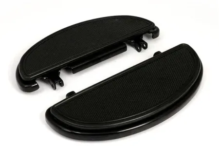 Doss Oval Early Style Floorboards With Dampers In Black For Harley Davidson 1986-2017 FLST Softail, 2012-2016 FLD Dyna, 1983-2021 Touring And 2009-2021 Trike Models (72653)