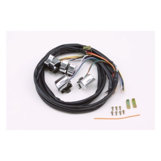 Doss Handlebar Switch & Wiring Kit In Chrome. Complete with 47 Inch Wiring For Harley Davidson 1982-1985 Big Twin And Sportster Models  (ARM680019)