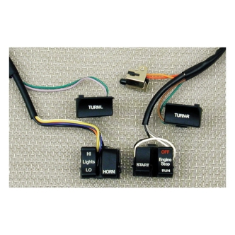 Doss Handlebar Switch & Wiring Kit In Black. Complete with 47 Inch Wiring For Harley Davidson 1982-1985 Big Twin And Sportster Models (ARM780029)