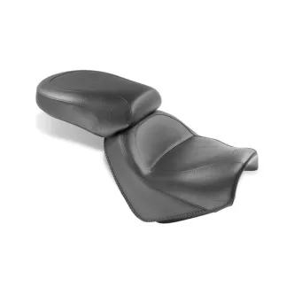 Mustang 2-Piece Wide Touring Vintage Seat Plain Black For Suzuki 2005-2011 Boulevard M50 Models (76591)