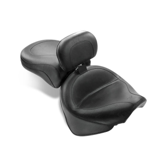 Mustang 2-Piece Wide Touring 2-Up Vintage Seat In Plain Black For Yamaha 2000-2011 V-Star 1100 Classic & 2002-2011 V-Star 1100 Silverado Models (79242)