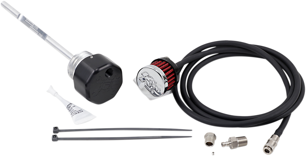 Feuling Oil Tank Breather Kit & Vented Dipstick Cap in Black Finish For 20172023 M8 Touring