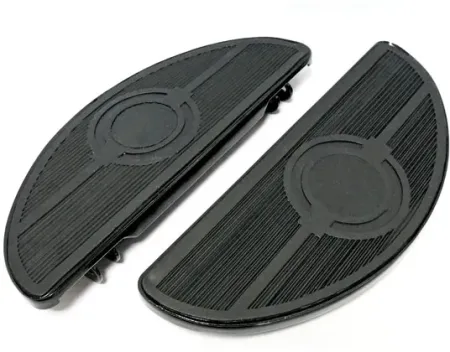 Doss Oval Old Style Floorboards Without Dampers In Black For Harley Davidson 1986-2017 FLST Softail, 2012-2016 FLD Dyna, 1983-2021 Touring And 2009-2021 Trike Models (16051ABK)