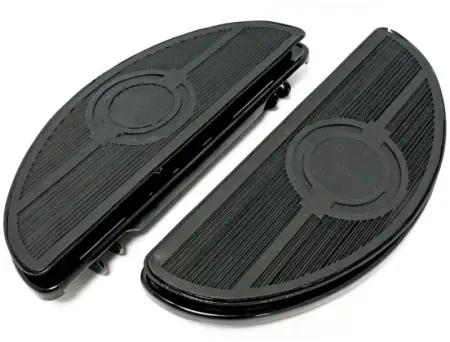 Doss Oval Old Style Floorboards With Dampers In Black For Harley Davidson 1986-2017 FLST Softail, 2012-2016 FLD Dyna, 1983-2021 Touring And 2009-2021 Trike Models (16-050BK)