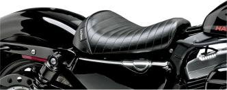 Le Pera Bare Bones Pleated Foam Solo Seat 9.5 Inch Wide in Black For 2010-2020 XL Sportster With 3.3 & 4.5 Gallon Fuel Tank Models (LK-006PT)